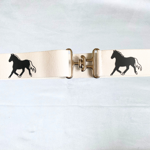 1.5 inch elastic equestrian belt, Black horseback riding belt, Stretchy kids belt, Equestrian gift