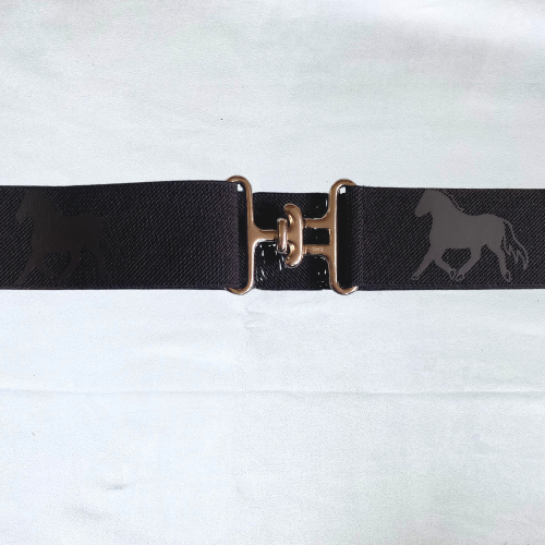 1.5 inch elastic equestrian belt, Black horseback riding belt, Stretchy kids belt, Equestrian gift