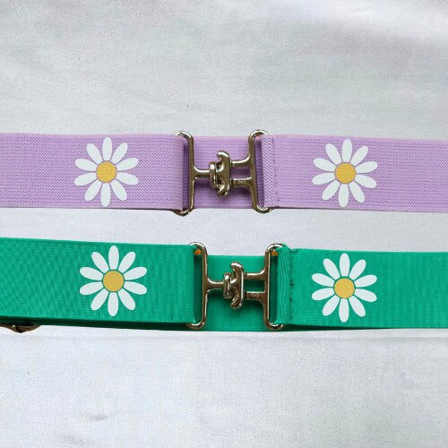 1.5 inch adjustable equestrian belt, Daisy horse back riding belt, elastic horse riding belt with surcingle buckle, Equestrian gift