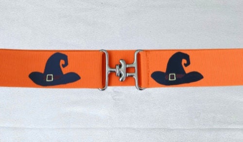 1.5 inch Halloween equestrian belt, Witches hats horseback riding belt, Cute elastic horse show belt, Equestrian gift