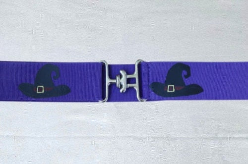 1.5 inch Halloween equestrian belt, Witches hats horseback riding belt, Cute elastic horse show belt, Equestrian gift