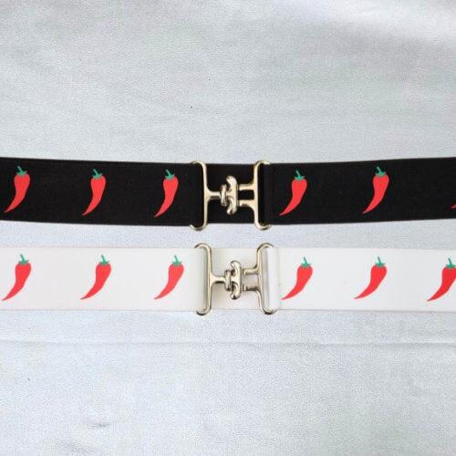 1.5 inch adjustable  equestrian belt, Chili pepper horseback riding belt, Fun elastic horse riding belt, equestrian gift