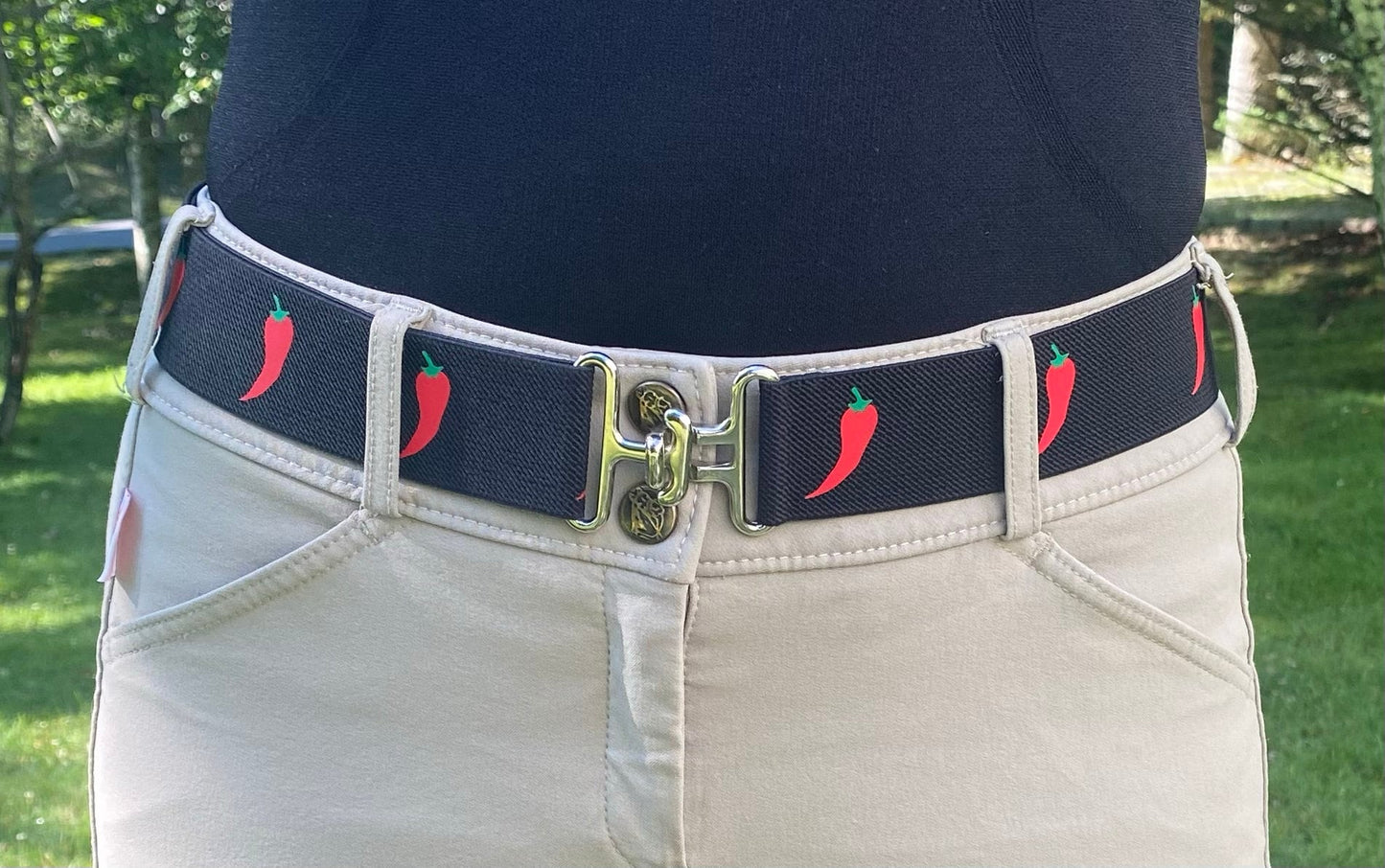 1.5 inch adjustable  equestrian belt, Chili pepper horseback riding belt, Fun elastic horse riding belt, equestrian gift