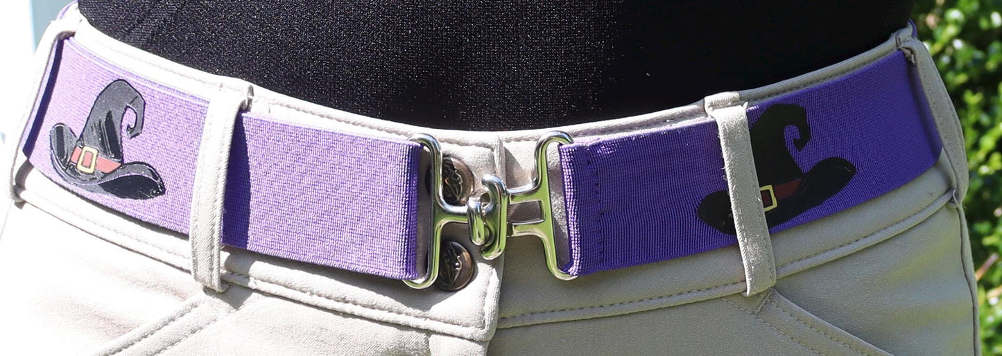 1.5 inch Halloween equestrian belt, Witches hats horseback riding belt, Cute elastic horse show belt, Equestrian gift