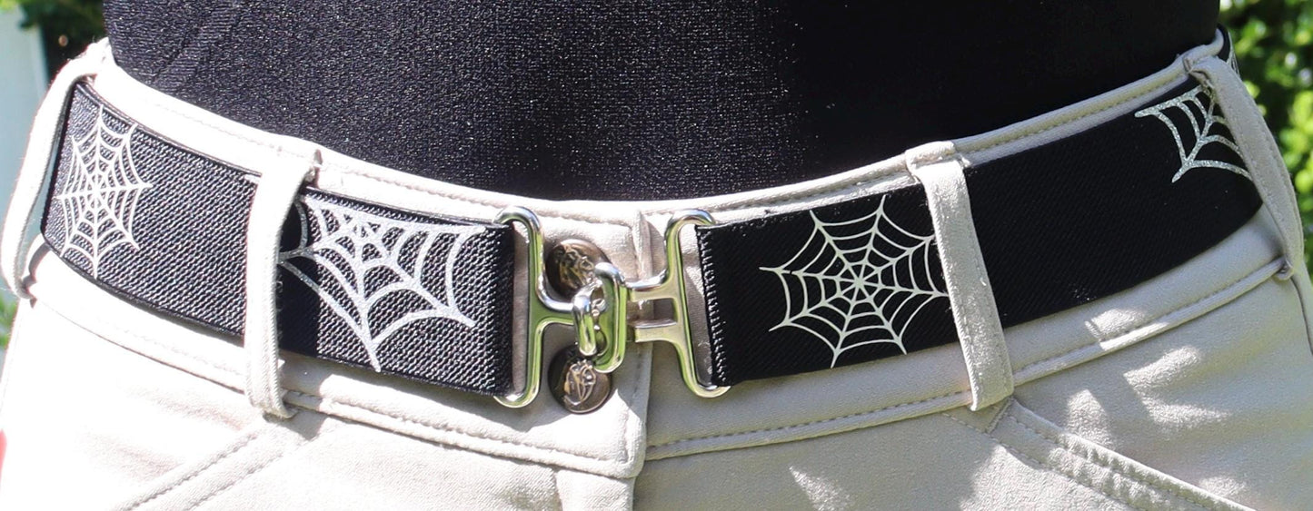 1.5 inch Halloween equestrian belt,Glittery Spiderweb horseback riding belt, Candy Corn elastic horse show belt, Equestrian gift