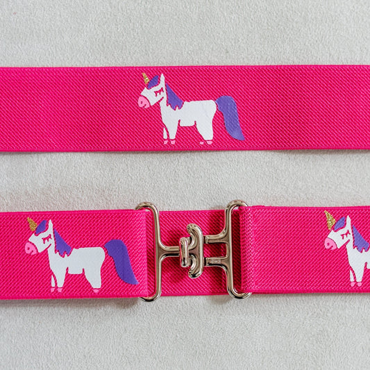 1.5 inch elastic equestrian belt, Unicorns horseback riding belt, Girls horse show belt, Equestrian gift