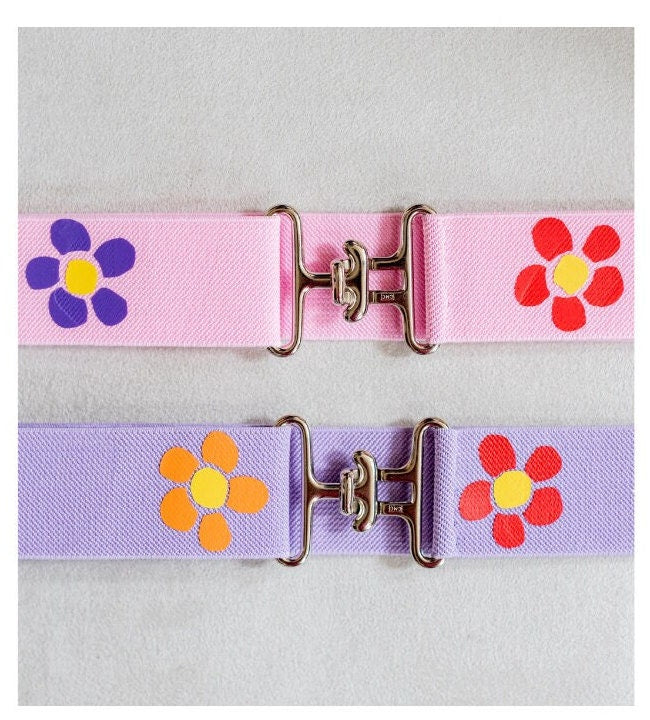 1.5 inch adjustable equestrian belt, Flowers horseback riding belt, Elastic horse show belt, Equestrian gift