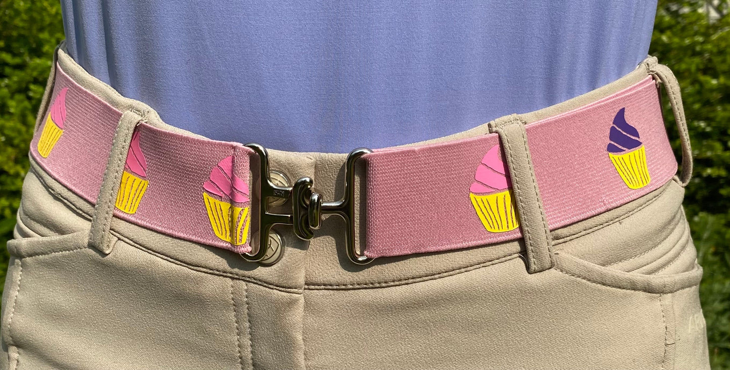 1.5 inch elastic equestrian belt, Pink horseback riding belt, Childs horse show belt,  Equestrian gift