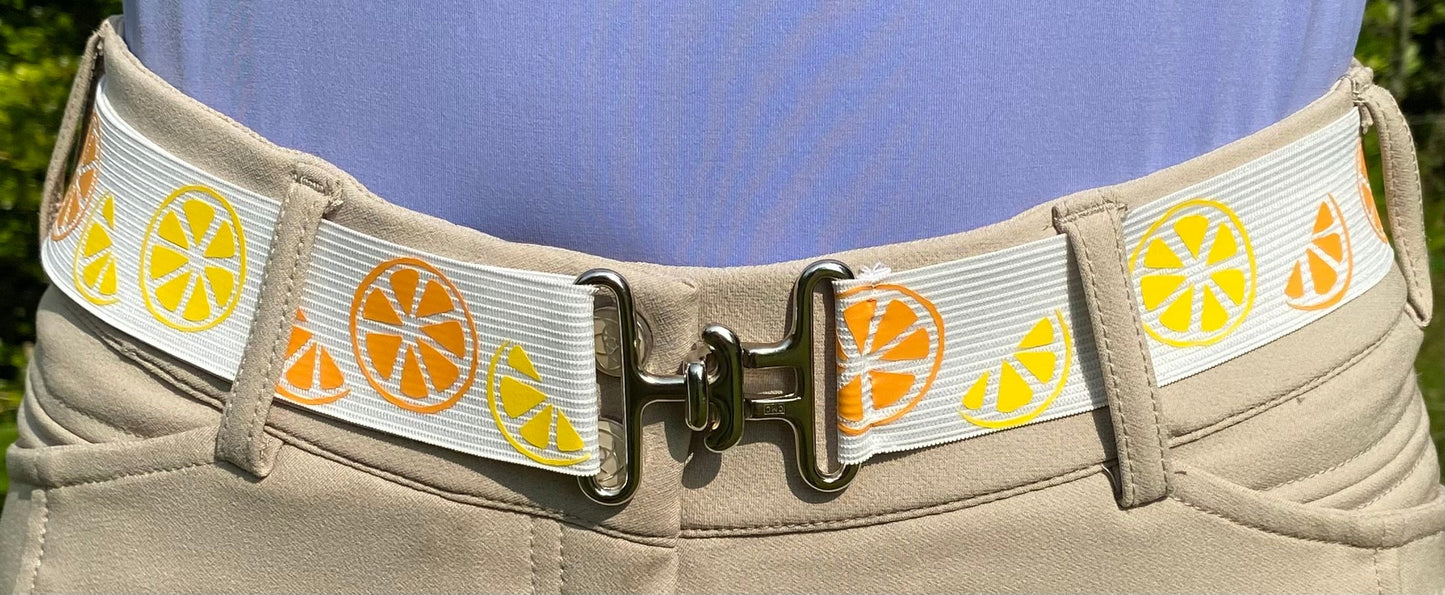 1.5 inch adjustable horseback riding belt, Oranges and lemons horse show belt, Equestrian gift