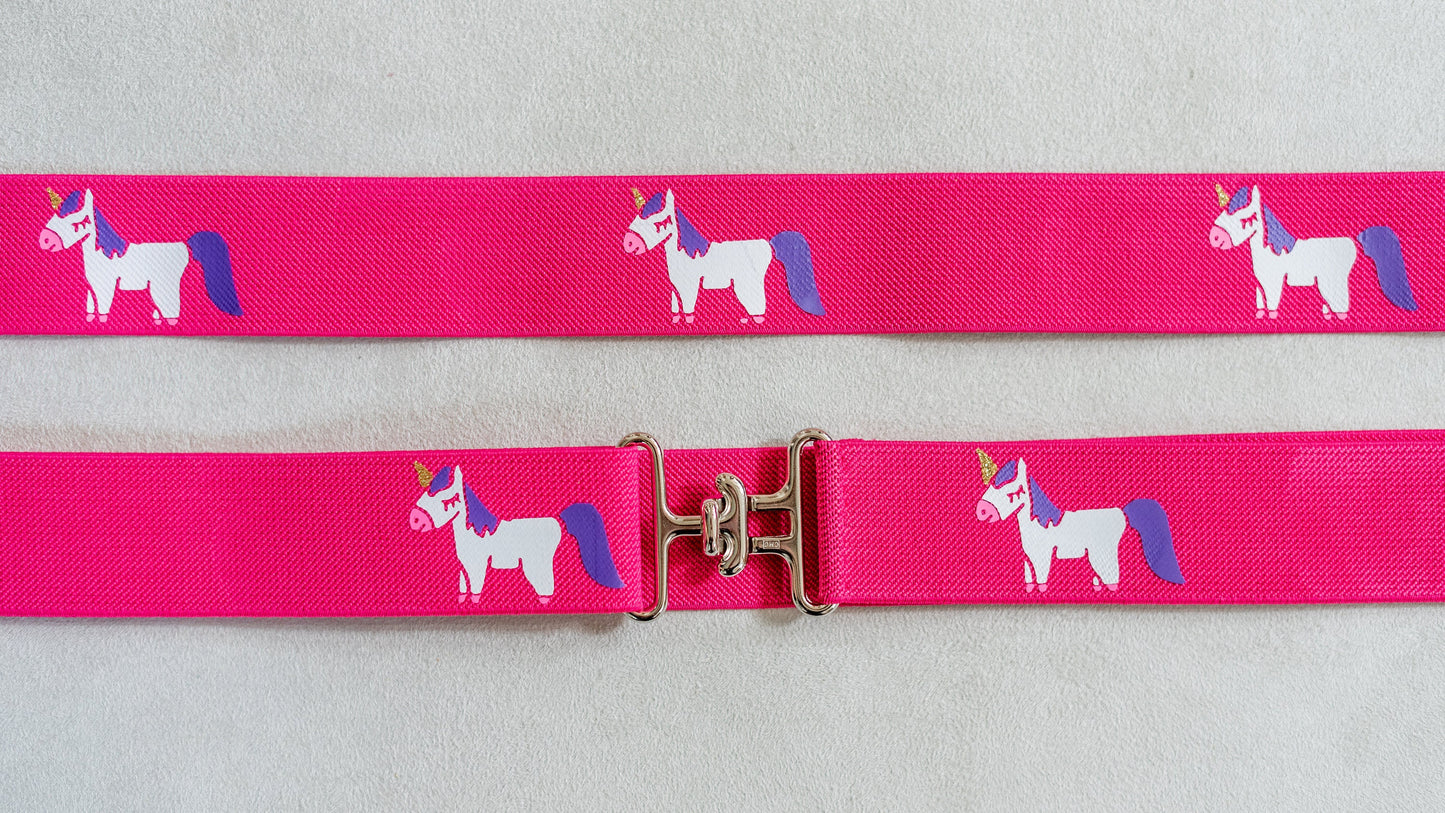 1.5 inch elastic equestrian belt, Unicorns horseback riding belt, Girls horse show belt, Equestrian gift