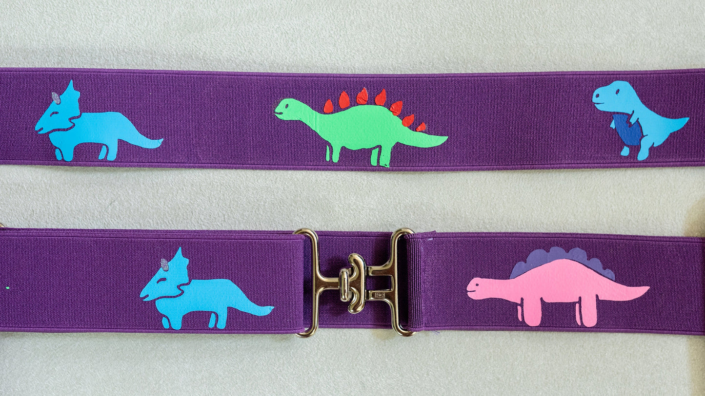 Dinosaurs on purple saddle pad and belt, Cute saddle pad and belt for horseback riders, Equestrian saddle pad,Horse Lovers gift