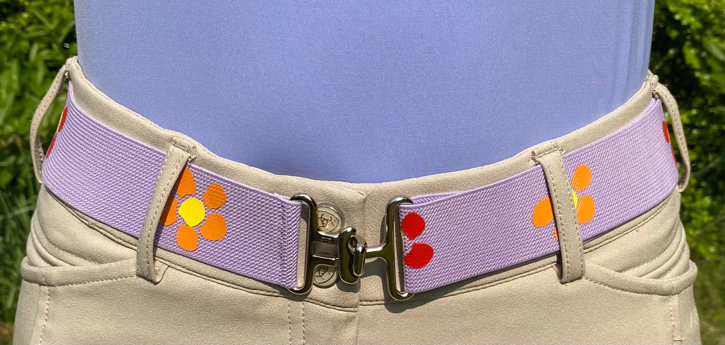 1.5 inch adjustable equestrian belt, Flowers horseback riding belt, Elastic horse show belt, Equestrian gift