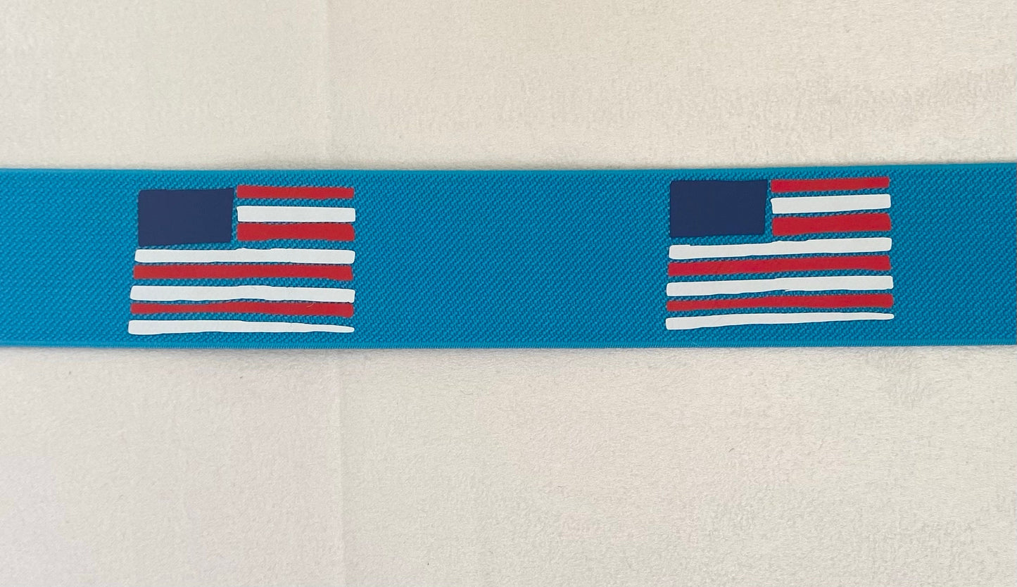 1.5 inch elastic equestrian belt, Flags horseback riding belt, Fourth of July horse show belt, Equestrian gift