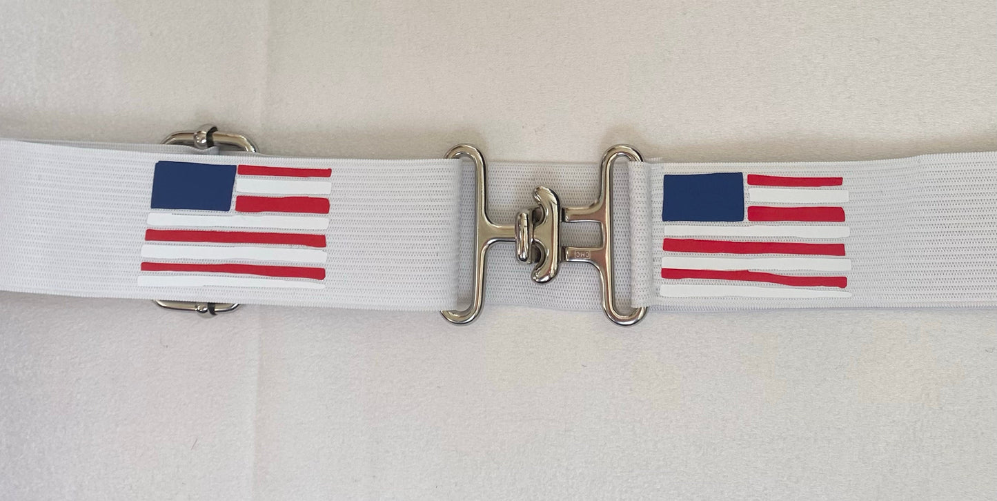 1.5 inch elastic equestrian belt, Flags horseback riding belt, Fourth of July horse show belt, Equestrian gift