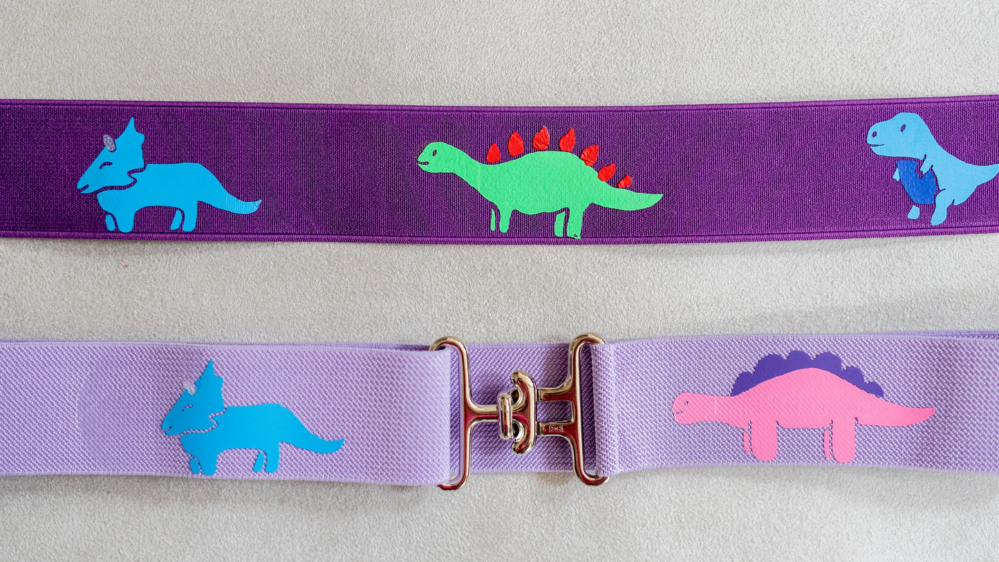 Dinosaurs on purple saddle pad and belt, Cute saddle pad and belt for horseback riders, Equestrian saddle pad,Horse Lovers gift