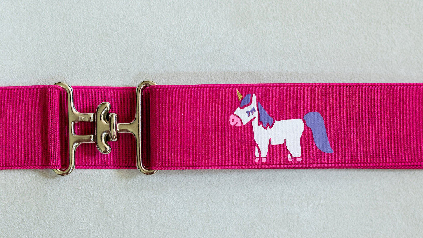 1.5 inch elastic equestrian belt, Unicorns horseback riding belt, Girls horse show belt, Equestrian gift