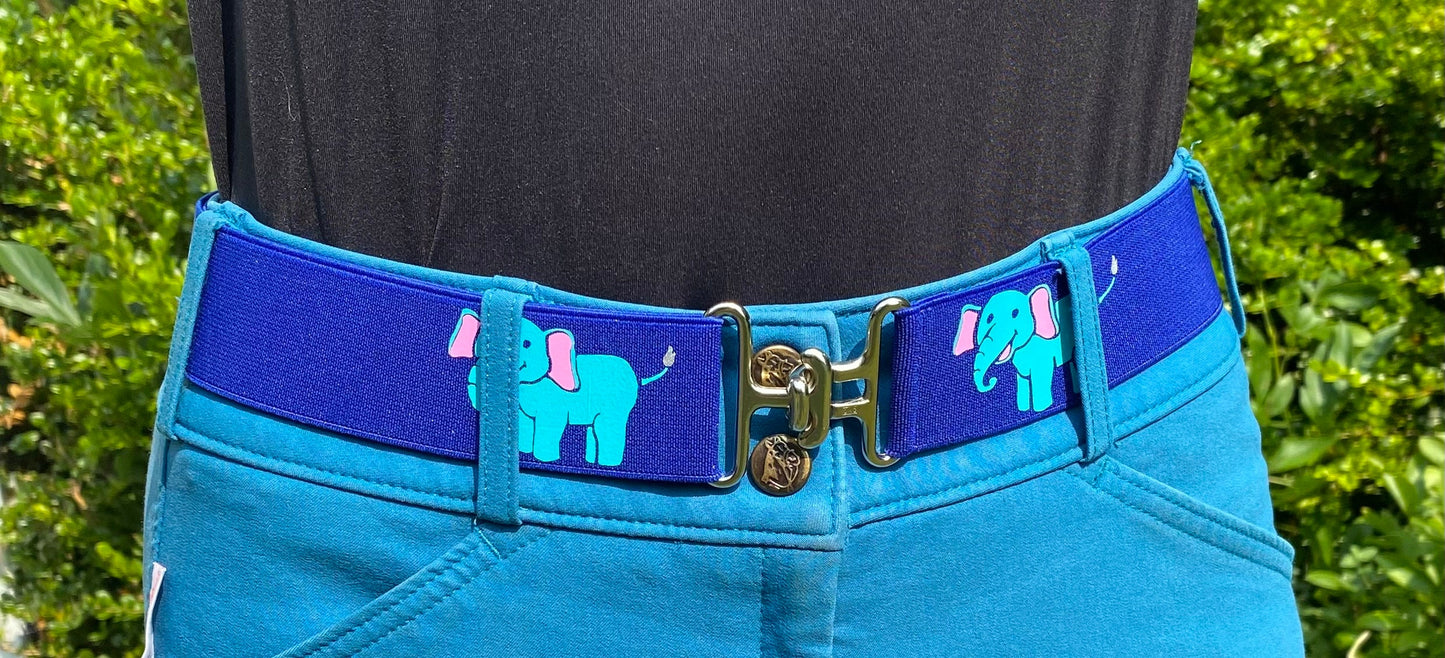 1.5 inch elastic equestrian belt, Elephant horseback riding belt, Stretchy kids belt, Short stirrup, Equestrian gift