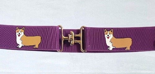 1.5 inch elastic equestrian belt, Corgi dogs on horseback riding belt, children's horse show belt, Equestrian gift