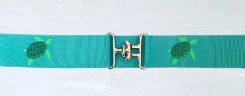 1.5 inch elastic equestrian belt, Sea Turtle horseback riding belt, Kids horse show belt, Equestrian gift