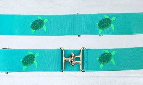 1.5 inch elastic equestrian belt, Sea Turtle horseback riding belt, Kids horse show belt, Equestrian gift