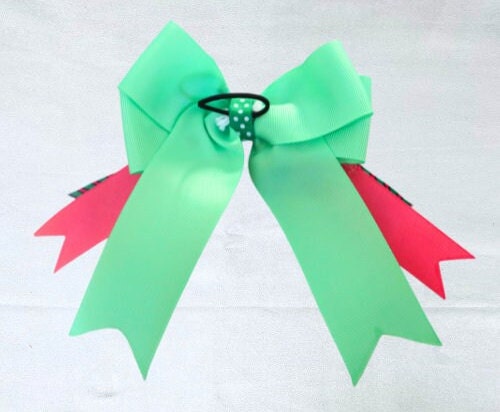 Horse show bows, Equestrian hair bows, Pink and green stripe, Short stirrup, Lead line, Girl hair bows