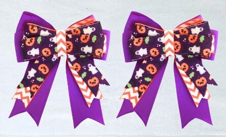 Halloween horse show bow plus belt, Equestrian hair bows and belt, Short stirrup bows, Lead line, Kids hair bows and belts