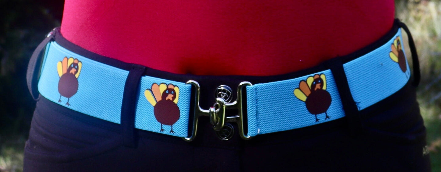 1.5 inch Thanksgiving equestrian belt, Turkey horseback riding belt, Childs horse show belt, Equestrian gift