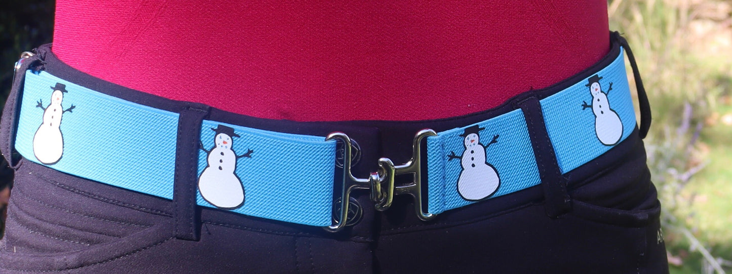 1.5 inch holiday equestrian belt, Snowman horseback riding belt, Christmas belt, Stocking stuffer for equestrians, Childs horse show belt