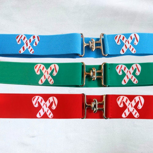 1.5 inch holiday equestrian belt, Candy Cane horseback riding belt, Christmas stocking stuffer for equestrians, Childs horse show belt